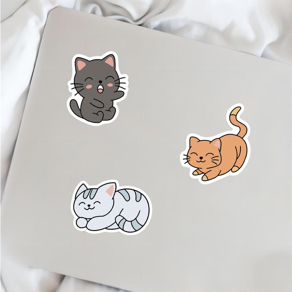 Sticker MÈO NGỐ hàn quốc hoạt hình cute trang trí mũ bảo hiểm,guitar,ukulele,điện thoại,sổ tay,laptop
