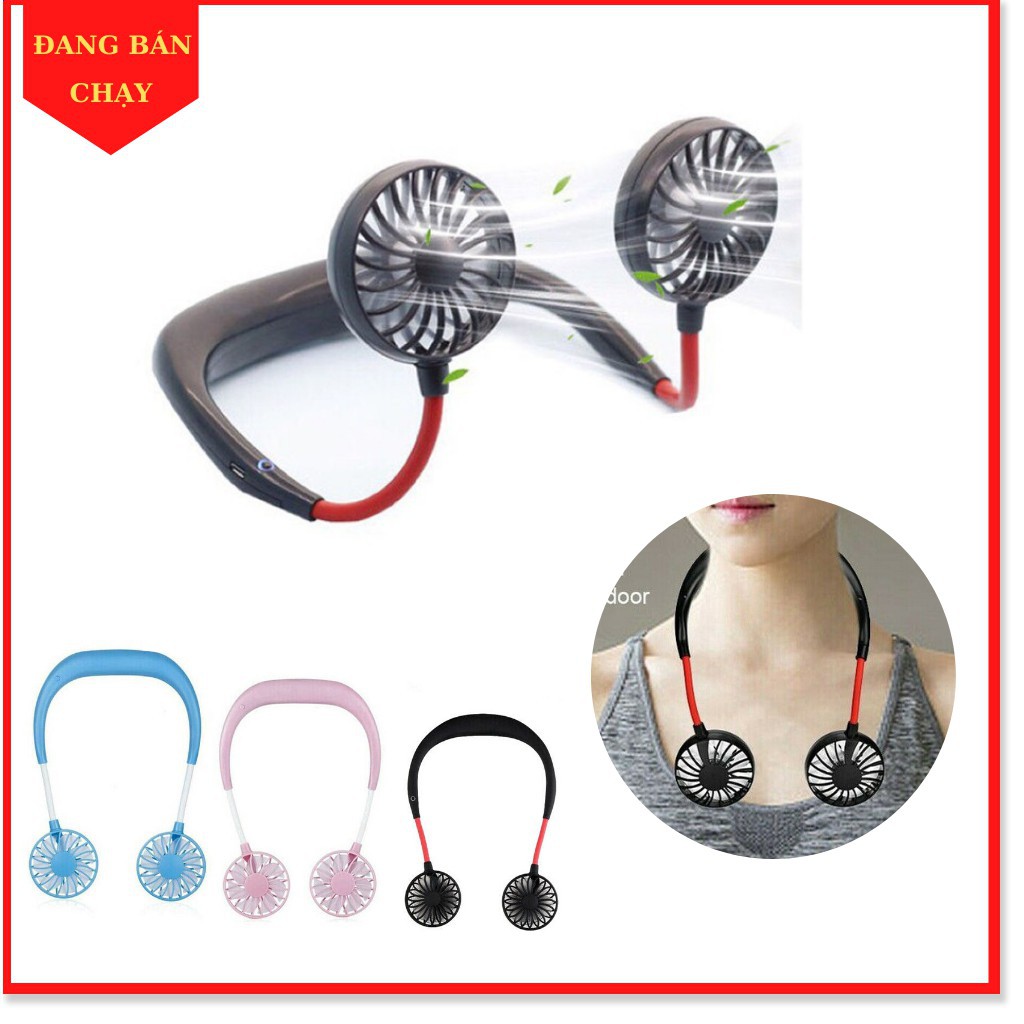 Quạt Mini Mùa Hè Đeo Cổ Tích Điện Gấp Gọn, Điều Chỉnh Hướng Theo Ý Muốn Tiện Dụng - Giao Màu Ngẫu Nhiên