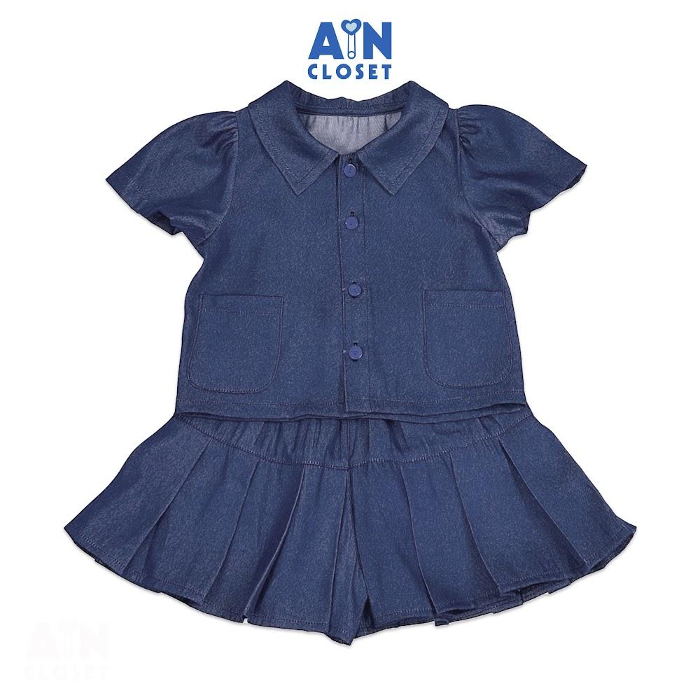 Bộ quần áo Ngắn bé gái Xanh Jean lụa - AICDBGYYDQMM - AIN Closet