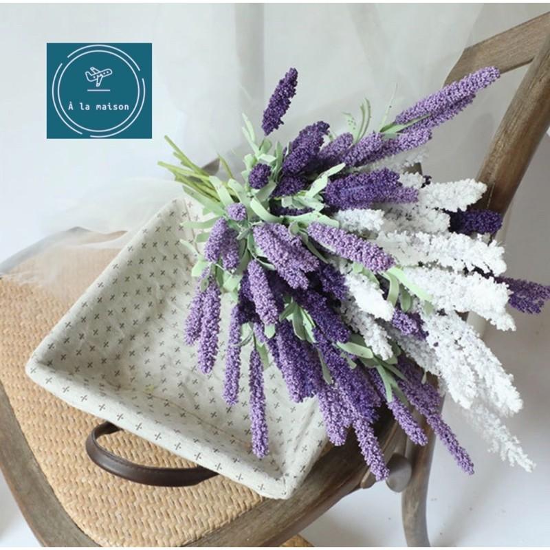 Cành hoa lavender cao 51cm nhiều nhánh dùng trong decor trang trí xinh xắn
