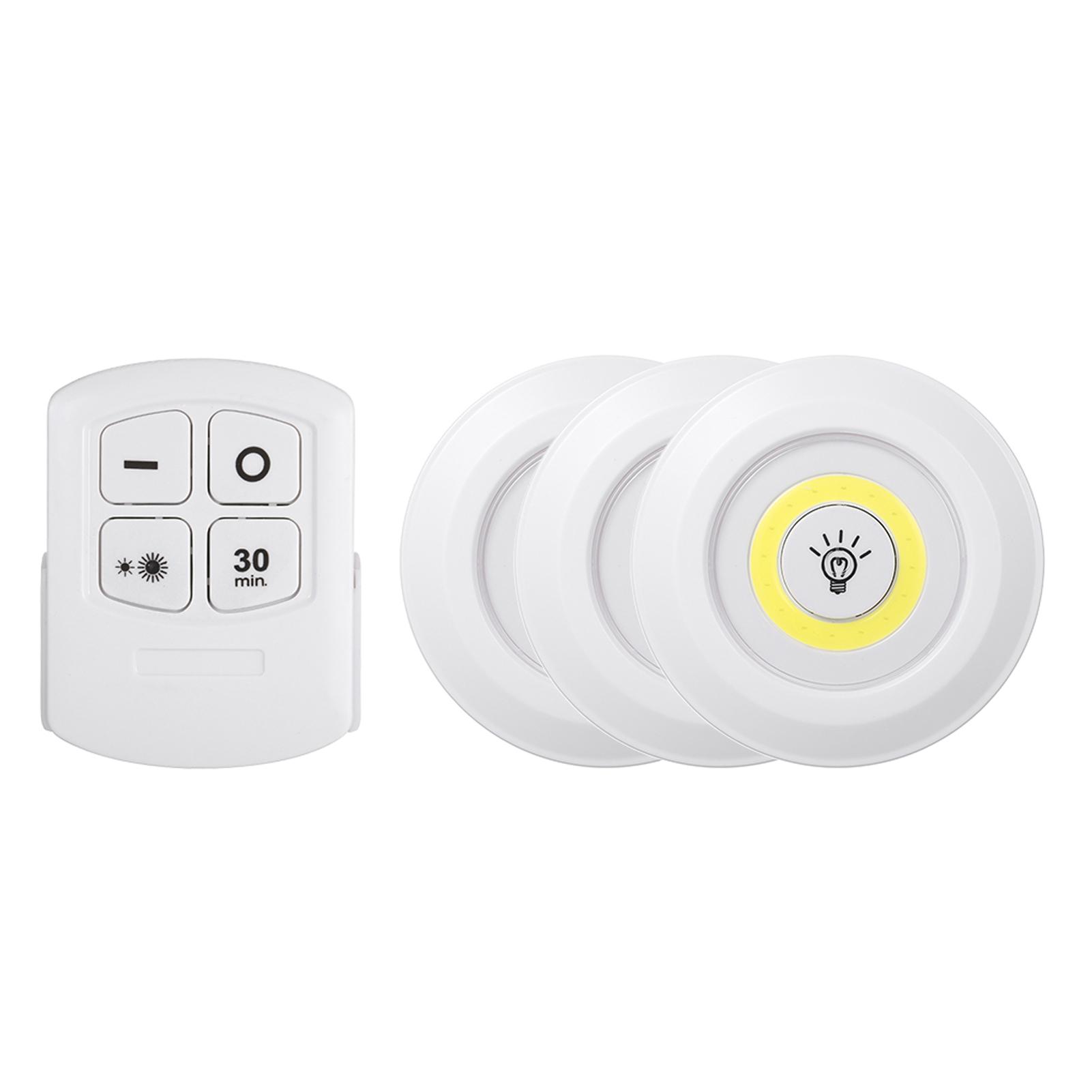 4.5v 1W COB LED Puck Light 6 Pack with Remote Controller Brightness Adjustable Wireless Dimmable Touch Sensor Control