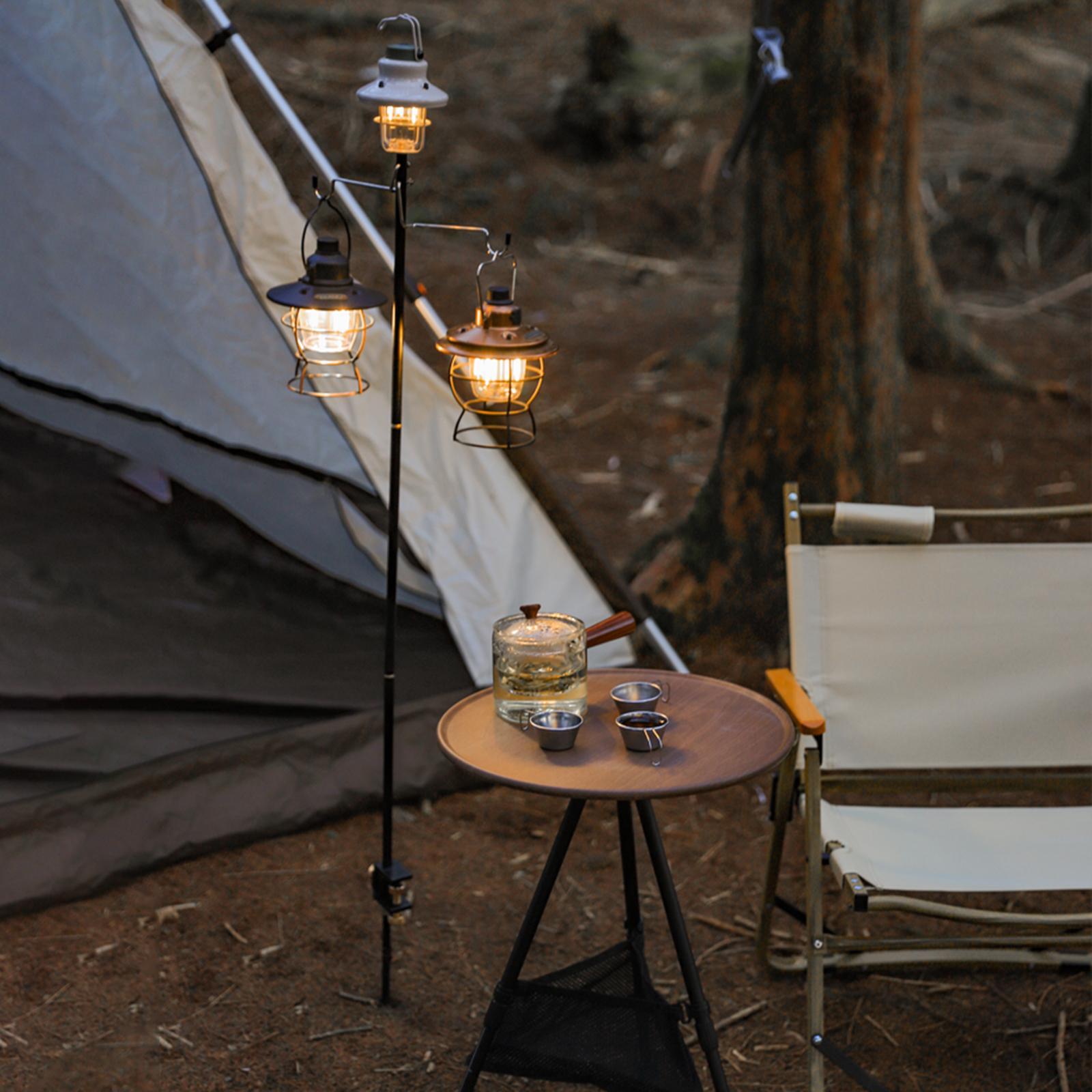 Camping Lantern Stand, Light Stand Hanger, Foldable Portable Aluminum Lantern Pole Hanger, Light Holder for Outdoor Hiking Garden BBQ Fishing