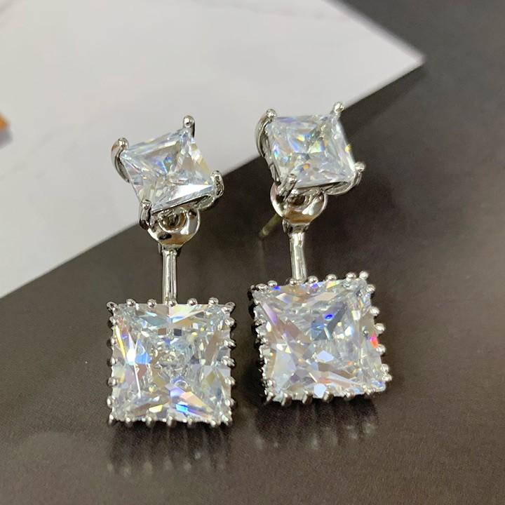 Bông tai nạm đá zircon hình học BHBT333