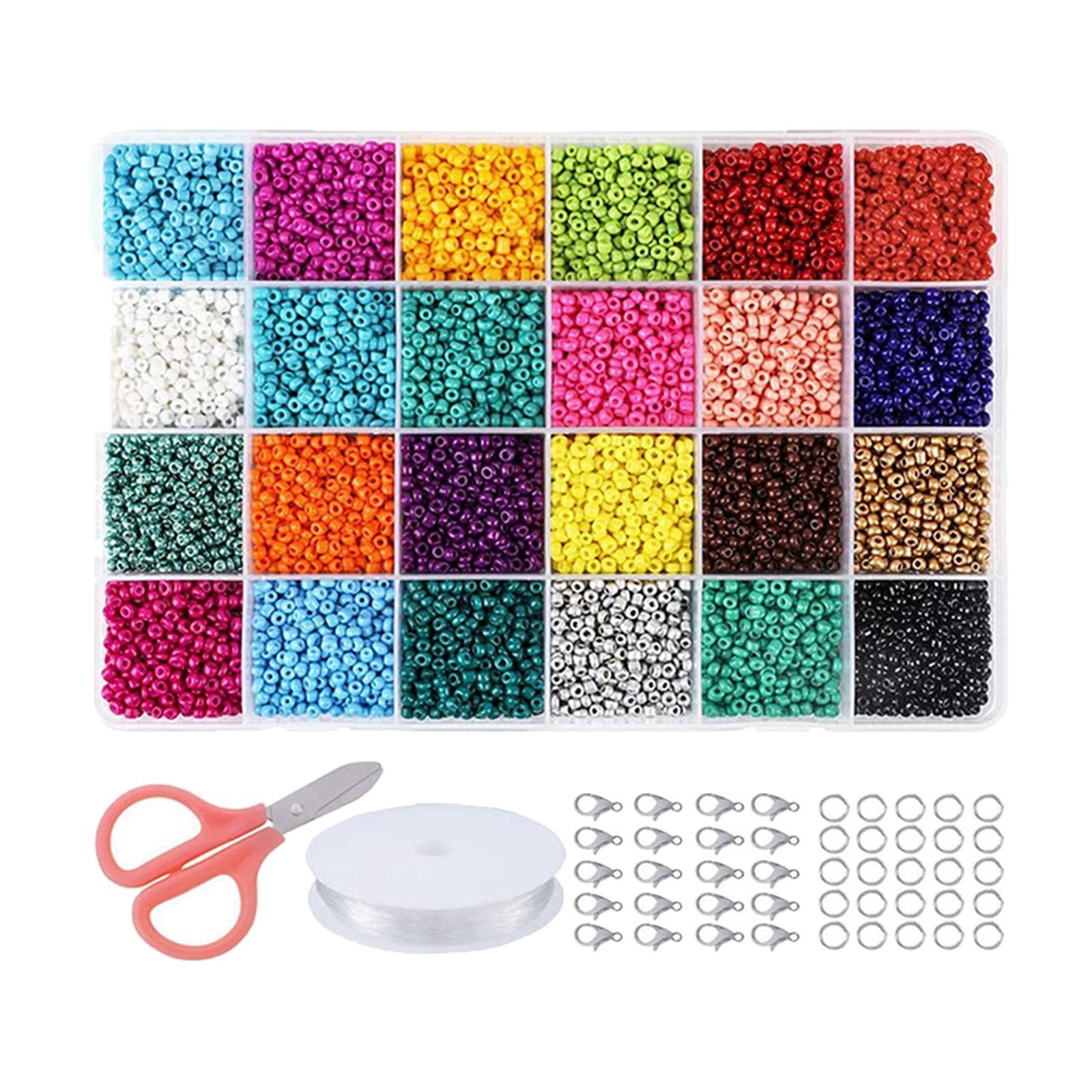 Glass Beads for Jewelry Making , Spacer Beads 24 Colors Small Beads, Tiny Beads Set for DIY Bracelets Necklaces Earring Making Crafts