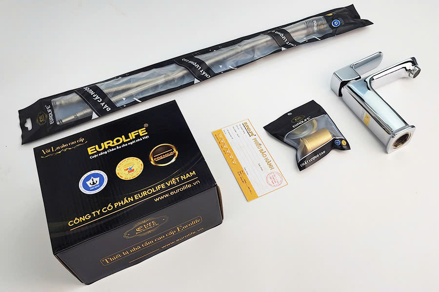 Vòi Lavabo nóng lạnh Đồng mạ Chrome Eurolife EL-8002 (Trắng bạc)