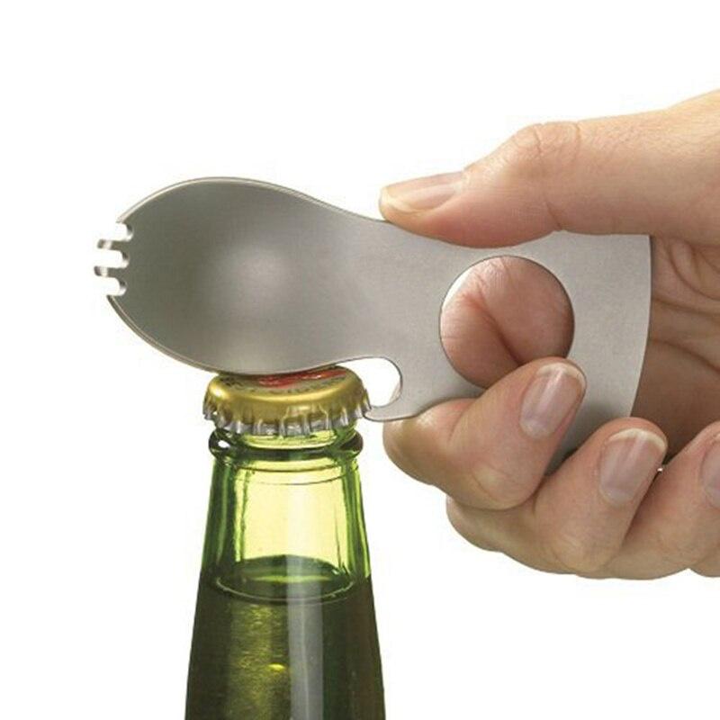 Camping Fork Spoon bottle opener Multi-function Stainless Steel Cutlery Spoon Fork Outdoor Cooking Camping Equipment
