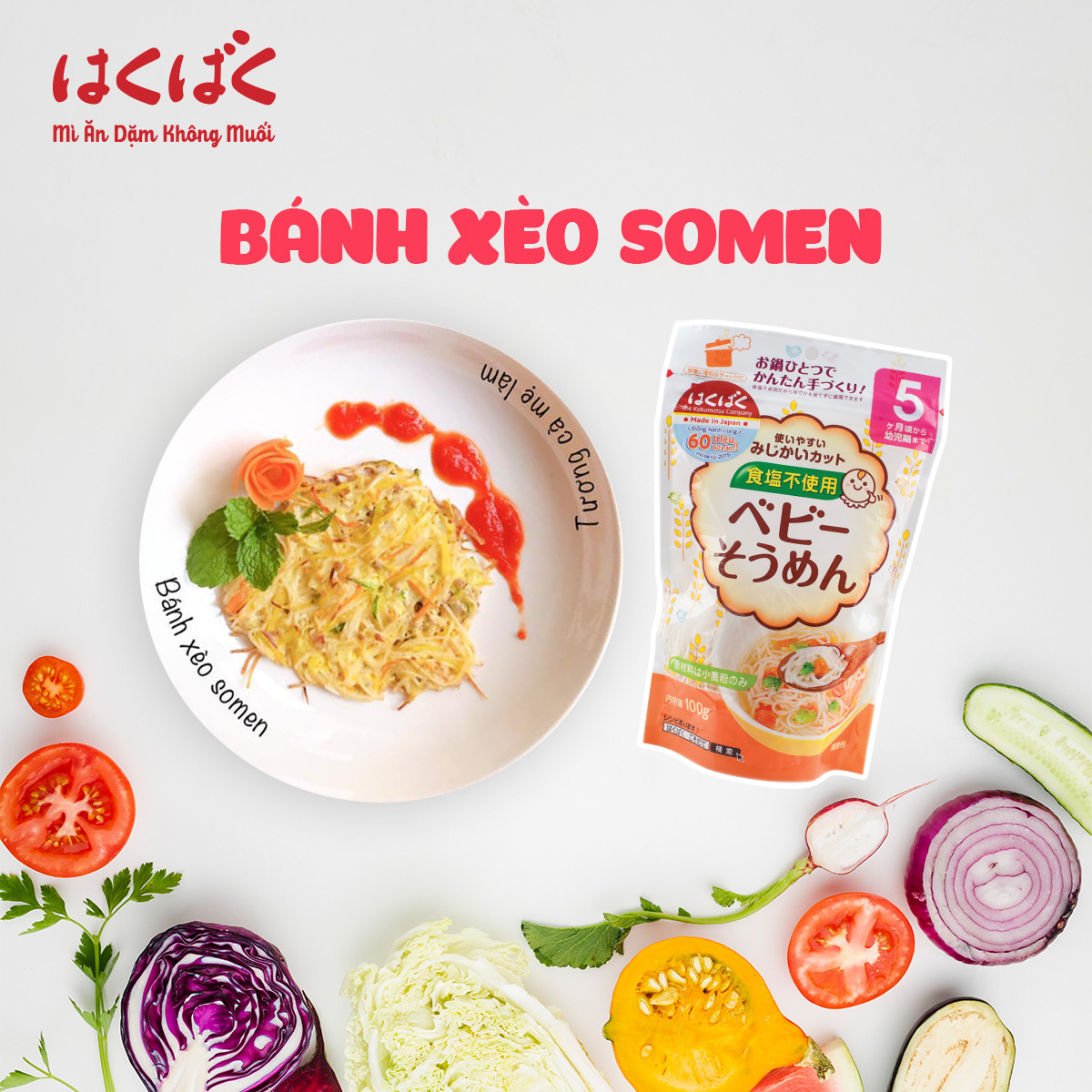 Combo 2 gói mì ăn dặm Hakubaku baby : spaghetti + Somen