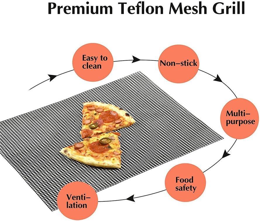 Thảm Nướng Chống Dính BBQ 3 Miếng - Tấm Nướng Chịu Nhiệt Vỉ Nướng Có Thể Tái Sử Dụng, Dành Cho BBQ Trong Nhà Và Ngoài Trời Màu Đen, 40 * 33Cm