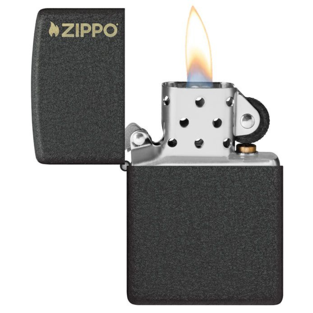 Bật Lửa Zippo Classic Black Crackle Chính Hãng – Zippo Regular Standard Đen Nhám Logo Khắc Laser – Chống Gió Mỹ