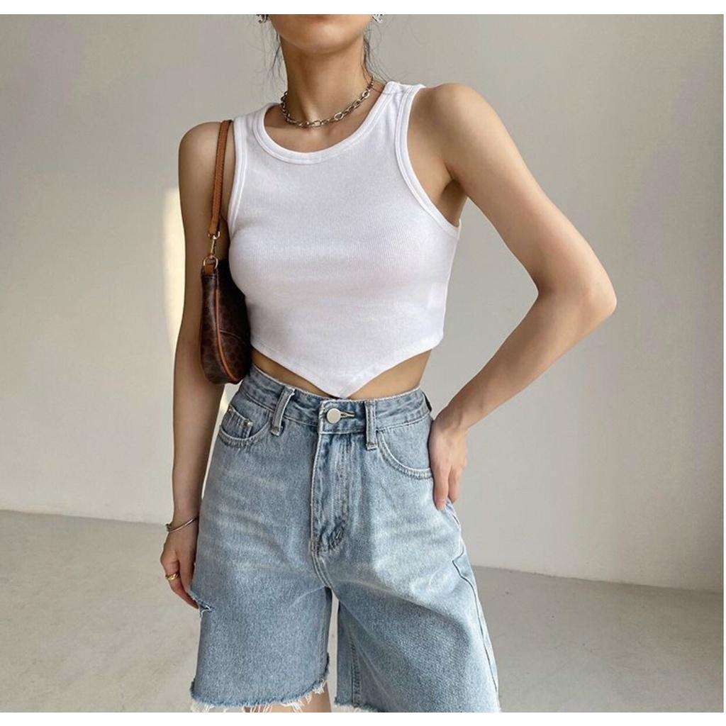 Áo croptop 3 lỗ nữ vạt nhọn - Áo thun dành cho bạn nữ Năng Động và Gợi Cảm - 37GV