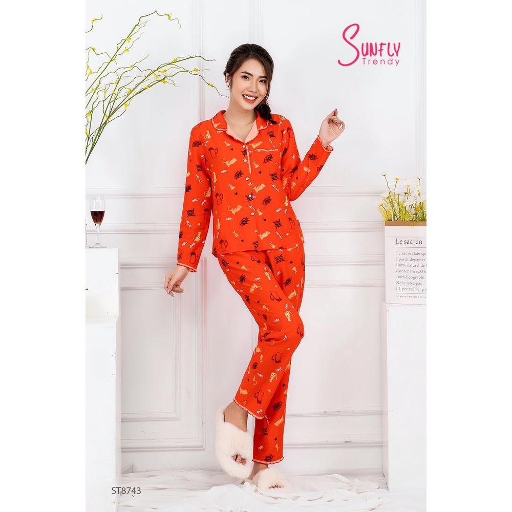 ST8743 BỘ PIJAMAS LINEN ÁO DÀI QUẦN DÀI