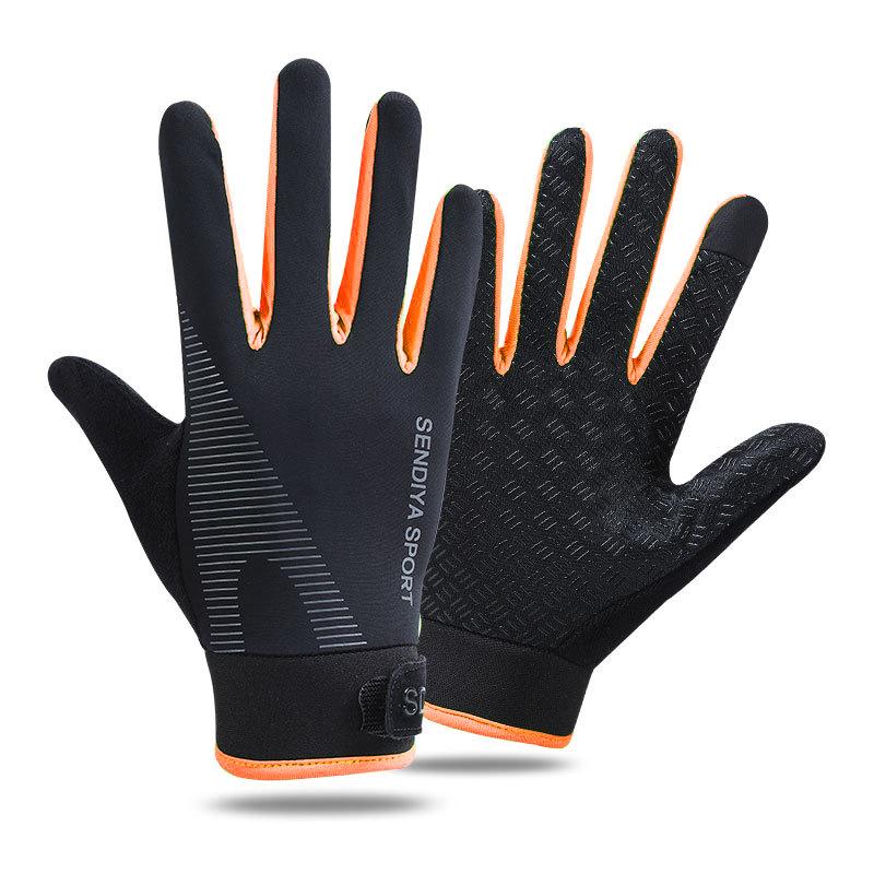 Găng tay MTB MTB Summer mỏng Găng tay xe đạp Người đàn ông Long Lycra vải Găng tay đạp xe không trượt cho thể thao Color: GN Size: XL
