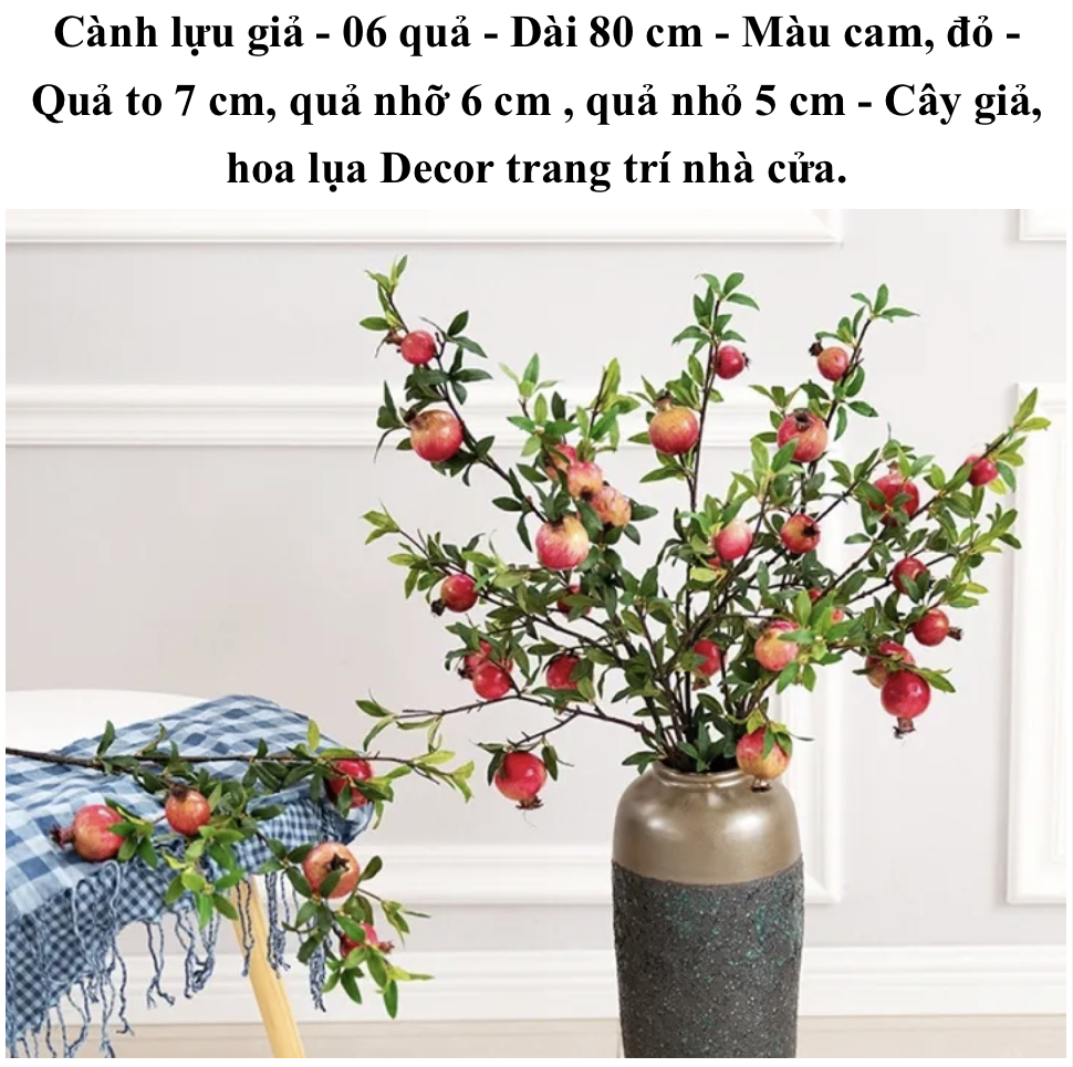 Hoa Giả - Cành Lựu giả 80cm trang trí nhà cửa sang trọng, mang lại sự may mắn