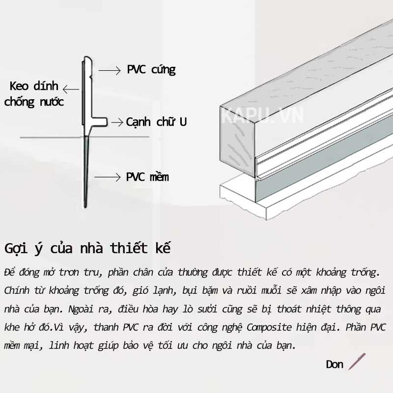 Thanh chắn cửa cao cấp, dán chân cửa chống nước đa năng, cản côn trùng, khói bụi, ô nhiễm