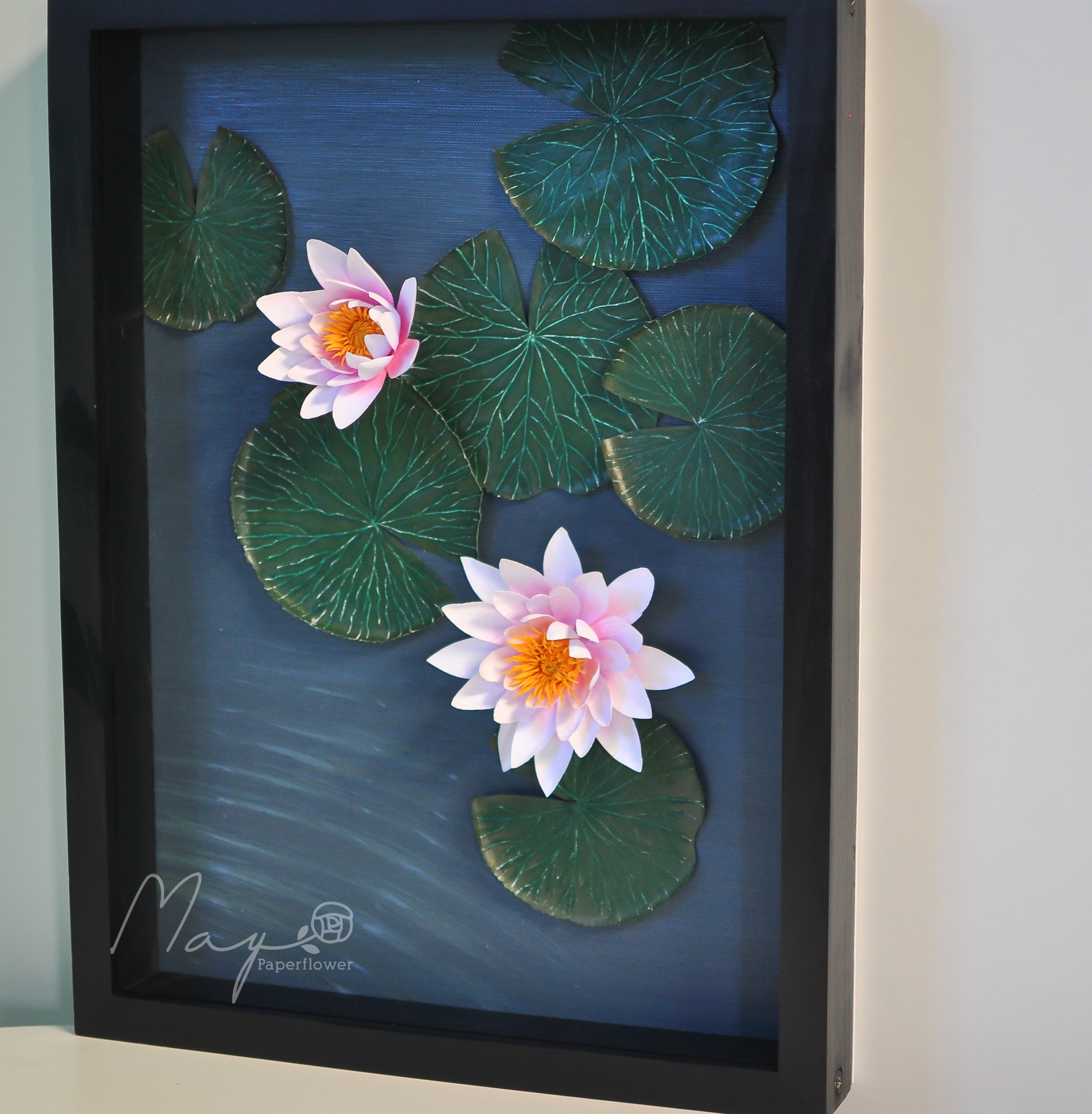 Tranh Hoa Giấy Handmade Trang Trí - Khẽ Chạm MAYPAPERFLOWER Khung Gỗ Size 30x40cm