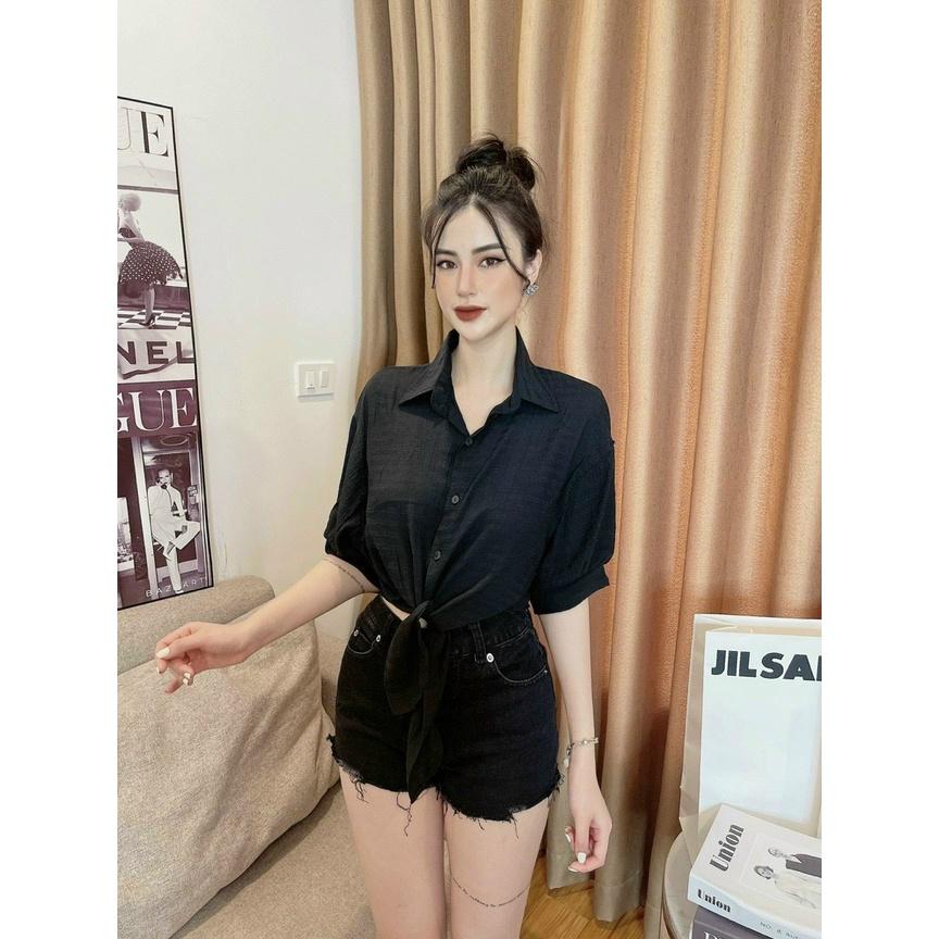 Áo đi biển-sơ mi khoác nhẹ-Áo croptop vạt buộc- Áo cánh dơi tay lỡ Chất Liệu Đũi Thái Mềm Mại Thoáng Mát