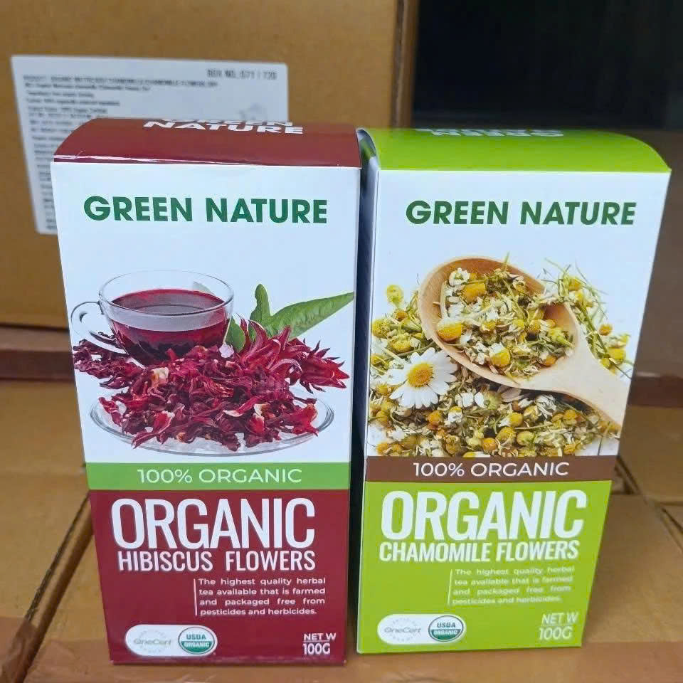 Combo Mix Hoa Cúc La Mã Và Hoa Bụp Giấm Nguyên Bông Hữu Cơ Green Nature 100g - Pha Trà Thanh Mát, Đẹp Da, Thanh Nhiệt