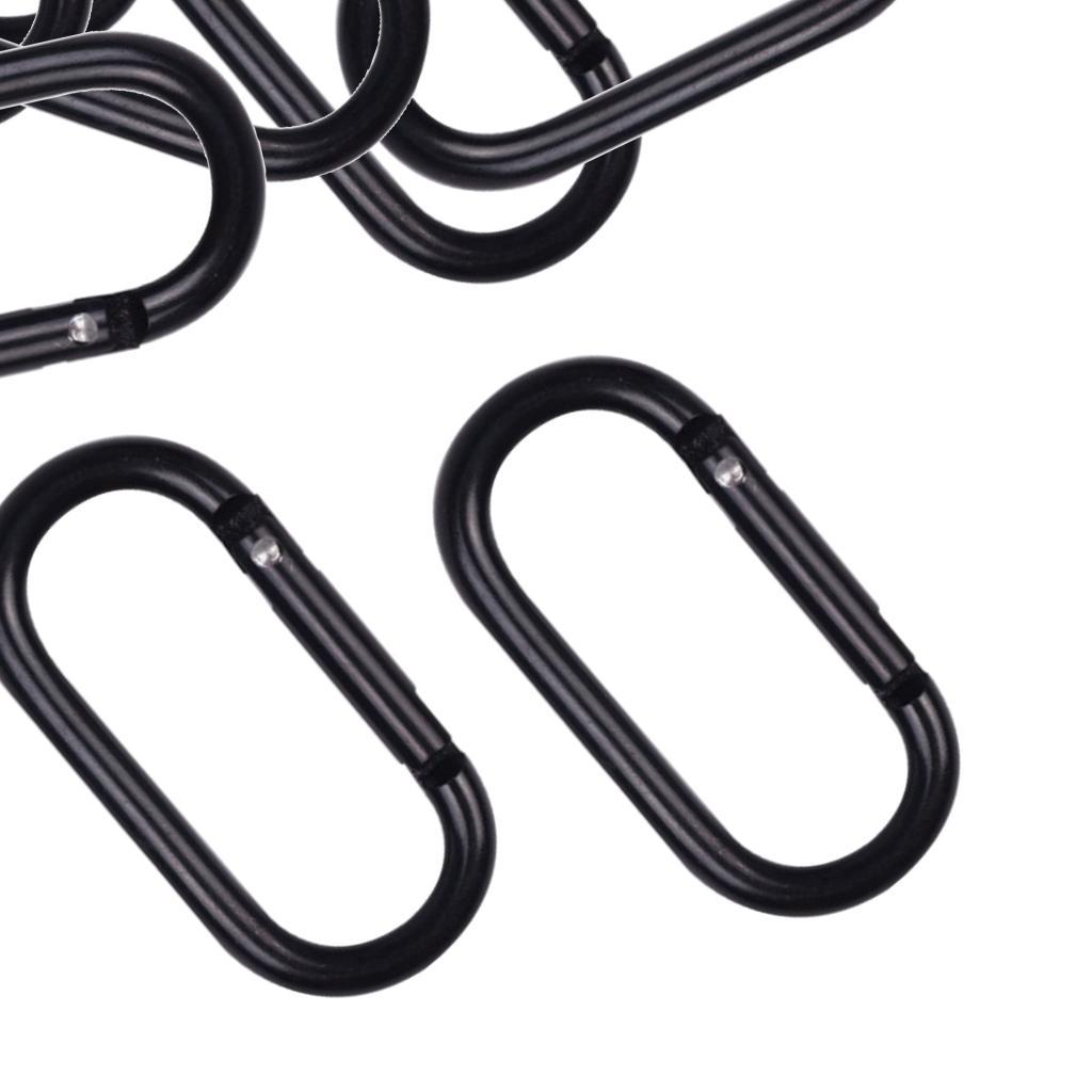10x Locking Carabiner Clip Snap Hook Spring Karabiner Small Keychain Black