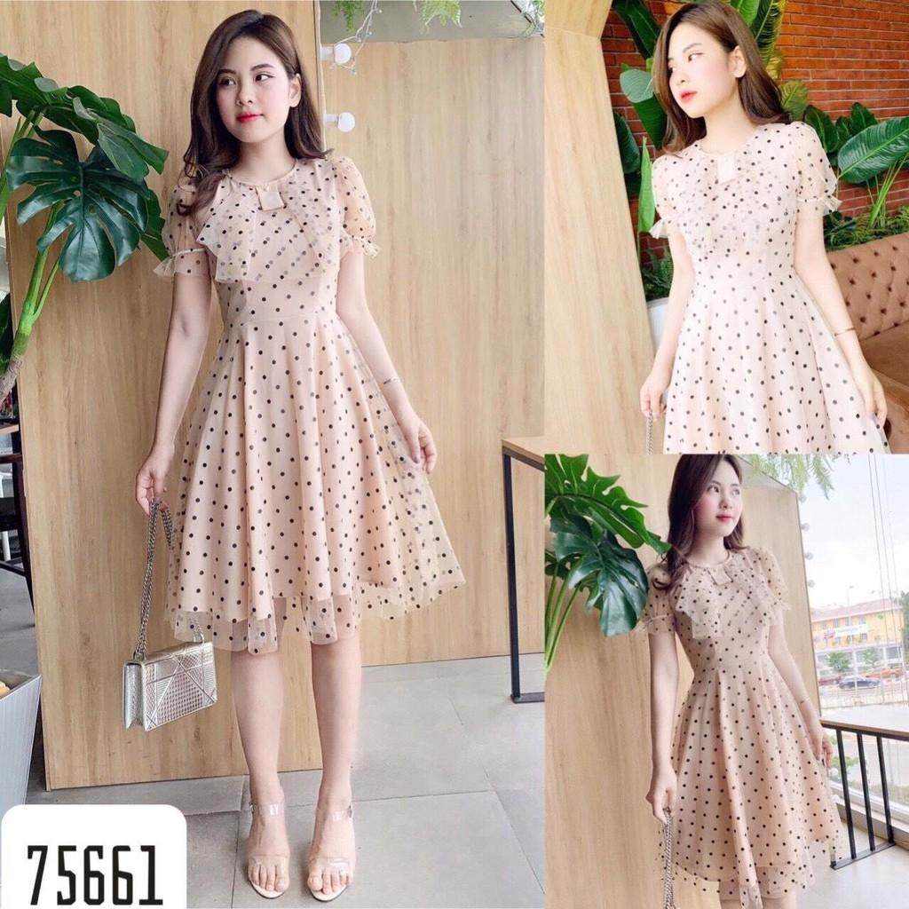 Đầm xòe vintage chấm bi cực xinh dành cho các nàng