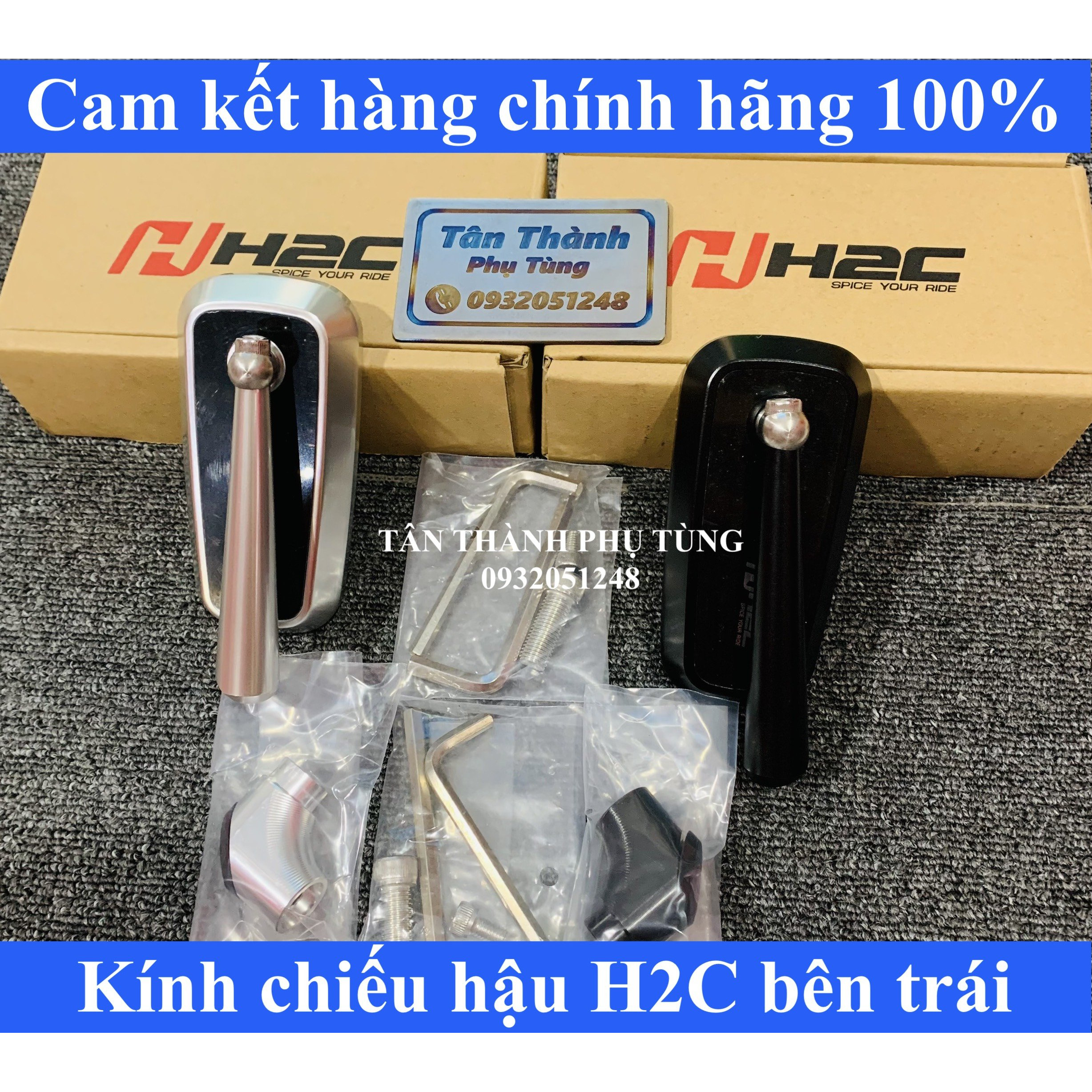 Kính chiếu hậu H2C bên trái (giá 1 cái) dành cho các loại xe