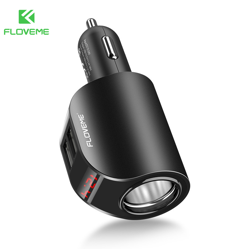 Bộ Sạc Trên Xe Hơi FLOVEME 5V 3.1A, 2 Cổng USB, Hiển Thị Kỹ Thuật Số, Dùng Cho Điện Thoại Di Động,  Nhanh Máy Tính Bảng, Kết Hợp GPS,  Xe Xiaomi, iPhone, Samsung, 2 Cổng - Hàng chính hãng