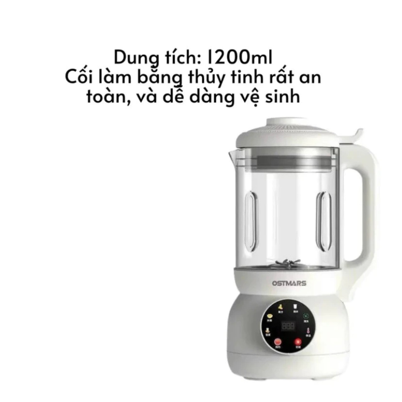 Máy Làm Sữa Hạt, Máy Nấu Sữa Hạt Cối Thủy Tinh OSTMARS Hàng Chính Hãng MINIIN 1100ml - 8 Chức Năng Xay Nấu Tiện Lợi - TẶNG KEM 2 CHAI THỦY TINH ĐỰNG SỮA HẠT