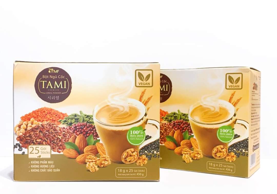 Bột ngũ cốc nảy mầm Tami ít ngọt 900g hộp 50 gói TÂM MINH FOODS