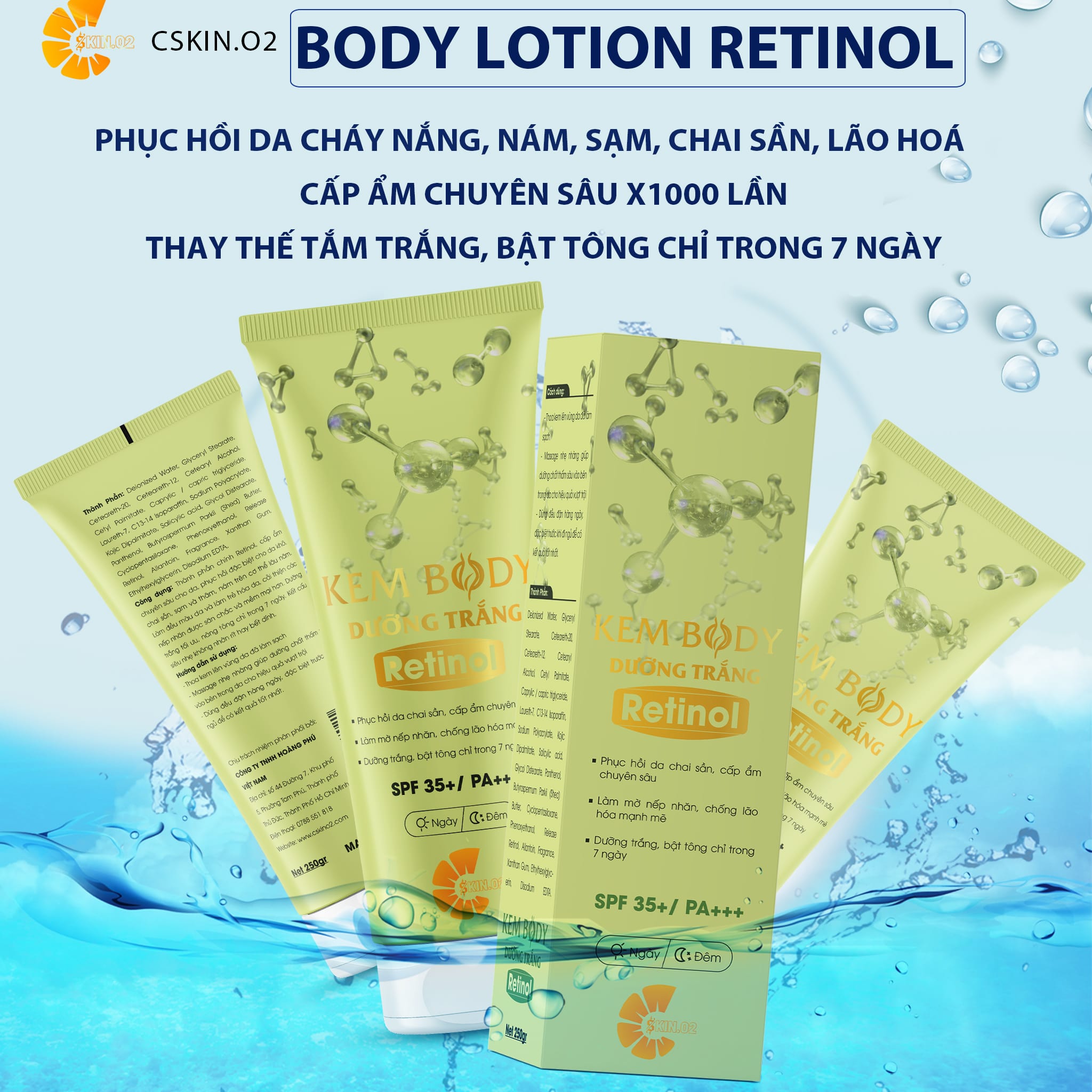 Chăm Sóc Da - C SKIN.02 - COMBO6 - BODY LOTION RETINOL - Dưỡng Trắng Cấp Ẩm Chuyên Sâu