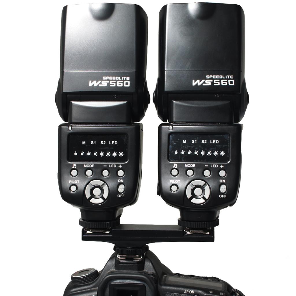 Dual Hot Shoe Flash Speedlite Bracket Splitter For Nikon DSLR Camera