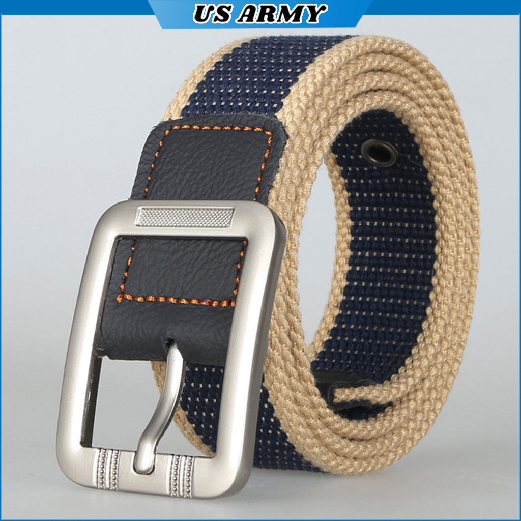 Thắt Lưng Dây Nịt Nam Vải Dù US ARMY, Phong Cách Sang Trọng Cổ Điển Mặt Khóa Hợp Kim Thép Chống Ghỉ Cao Cấp -HÀNG CHÍNH HÃNG – Xanh Ngọc Sọc