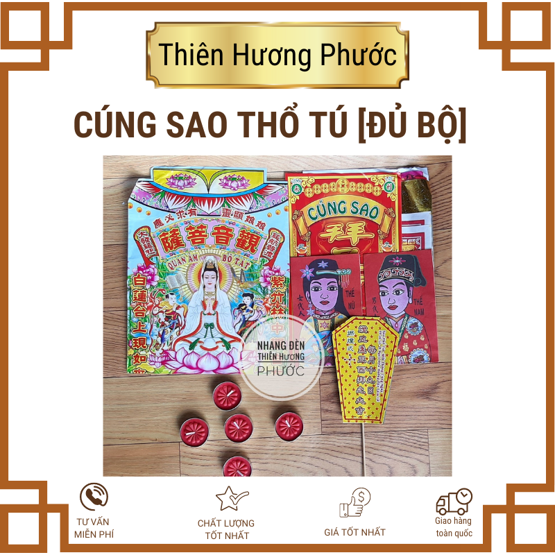 Bộ cúng sao Thổ Tú trọn bộ gồm giấy tiền vàng mã đèn cầy bài vị