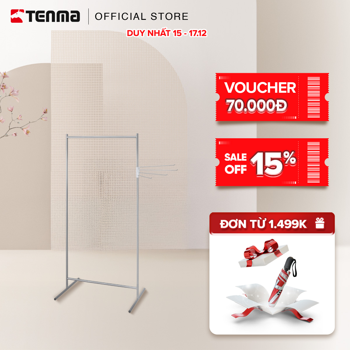 Giá Phơi Quần Áo Tiện Lợi Bằng Thép Không Gỉ TENMA, PSI-03