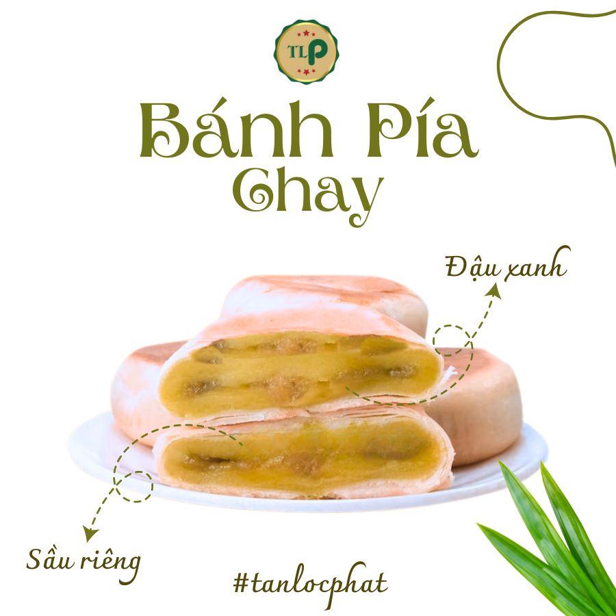 Bánh Pía Chay TLP | Vị Đậu Xanh Sầu Riêng | Túi 350g 4 Bánh | Đặc Sản Sóc Trăng