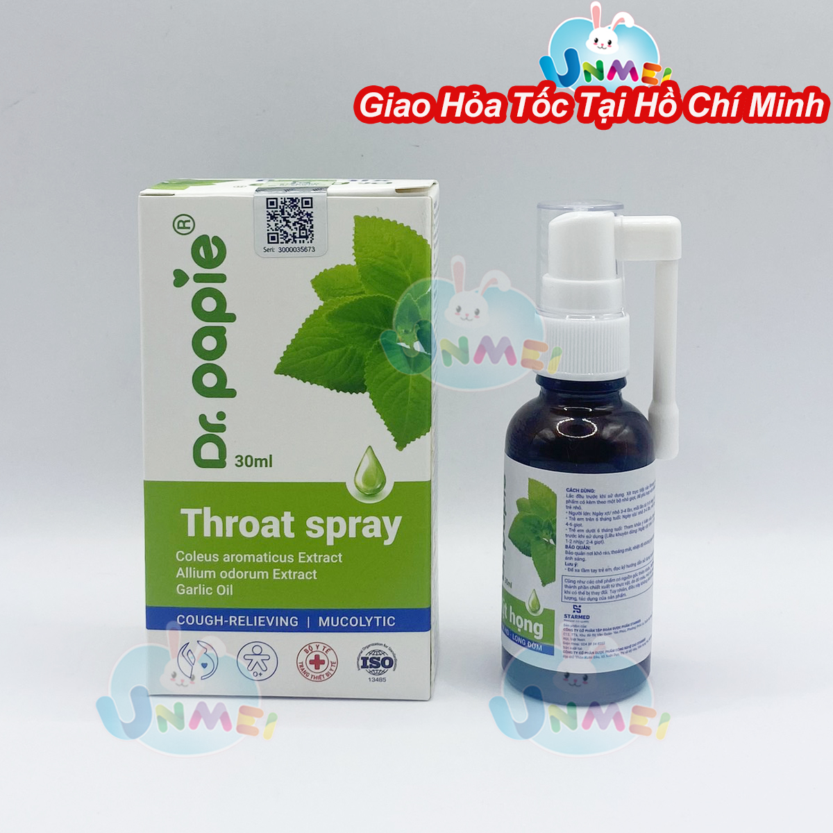 Xịt Họng Dr.Papie Dịch Chiết Húng Chanh Hỗ Trợ Giảm Ho, Tăng Sức Đề Kháng Đường Hô Hấp 30ml Dùng Cho Cả Trẻ Em Và Người Lớn