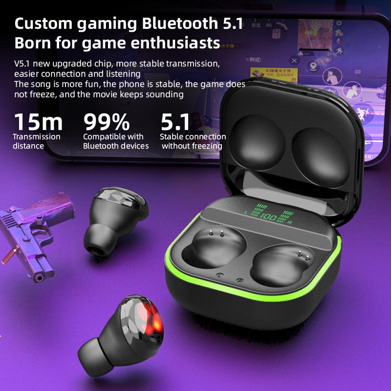 CINCATDY Tai Nghe Bluetooth Earbuds Gaming Headset True Wireless Headphone Dock Sạc có Led Báo Pin Kép S190
