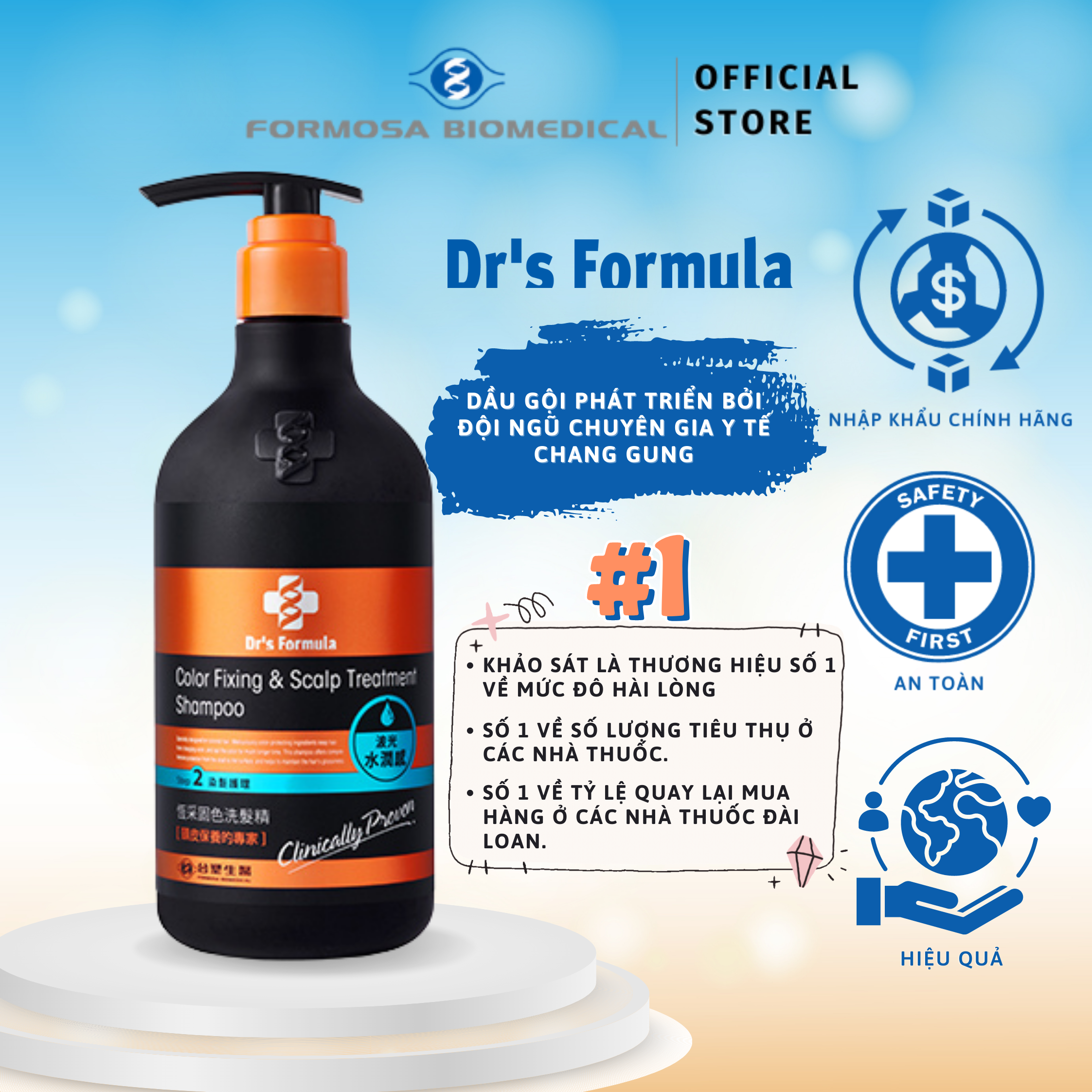 Dầu gội chăm sóc tóc nhuộm Dr's Formula Color Fixing & Scalp Treatment Shampoo giữ màu tóc lâu, chống phai màu