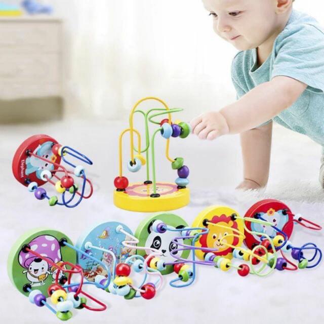 Đồ Chơi Gỗ Luồn Hạt Mini Nhiều Màu Giúp Bé Luyện Đôi Tay Khéo Léo