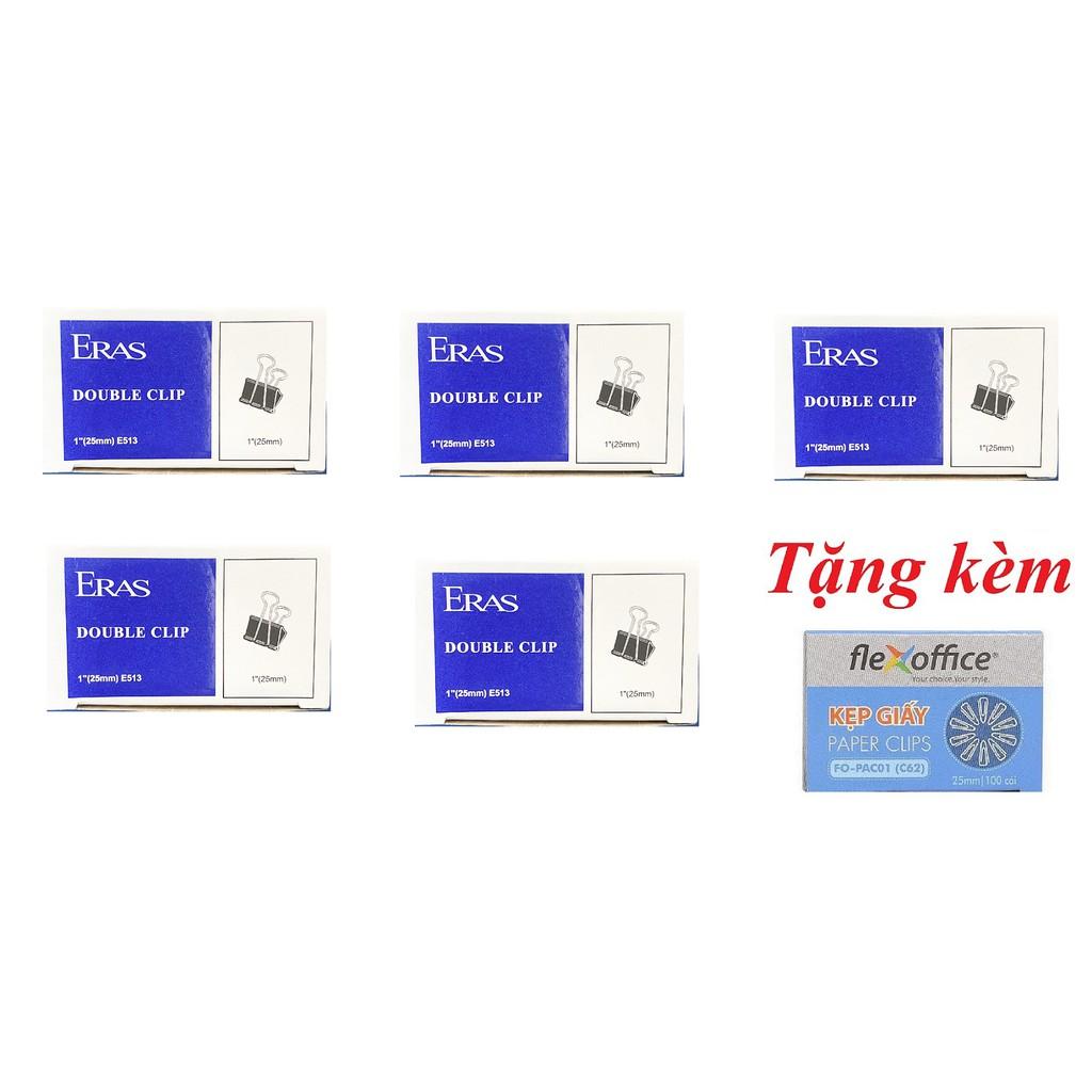 Combo 5 hộp kẹp clip(kẹp bướm) 25mm E513, tặng kèm ghim cài tam giác