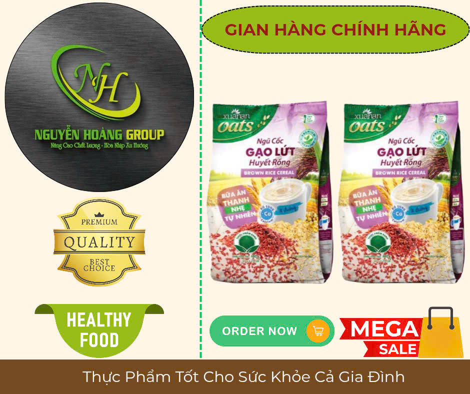 COMBO10: Gói Ngũ Cốc Gạo Lứt Huyết Rồng ít đường 400g( Tặng 1 Gói Yến Mạch)