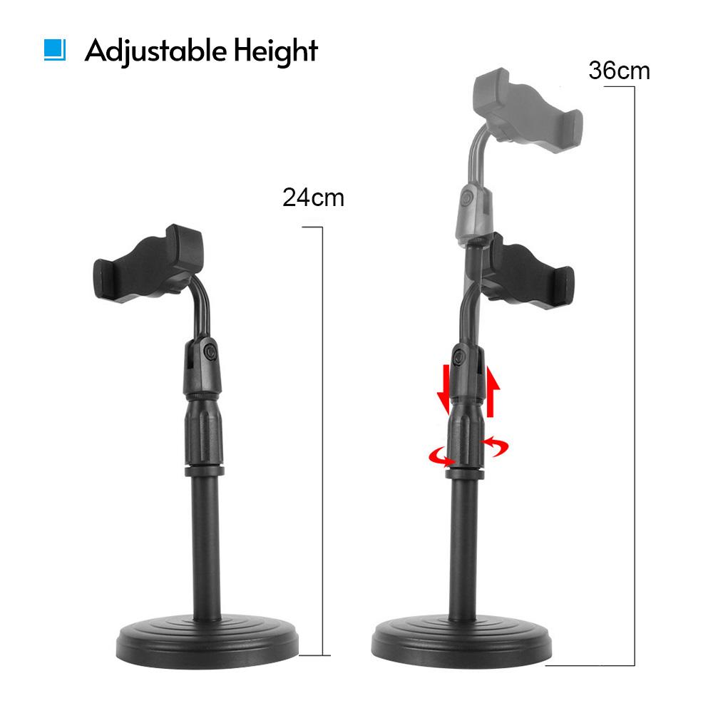 Giá đỡ điện thoại thông minh máy tính để bàn Chiều cao có thể điều chỉnh 24cm-36cm xoay 360 ° để phát trực tiếp trực tuyến