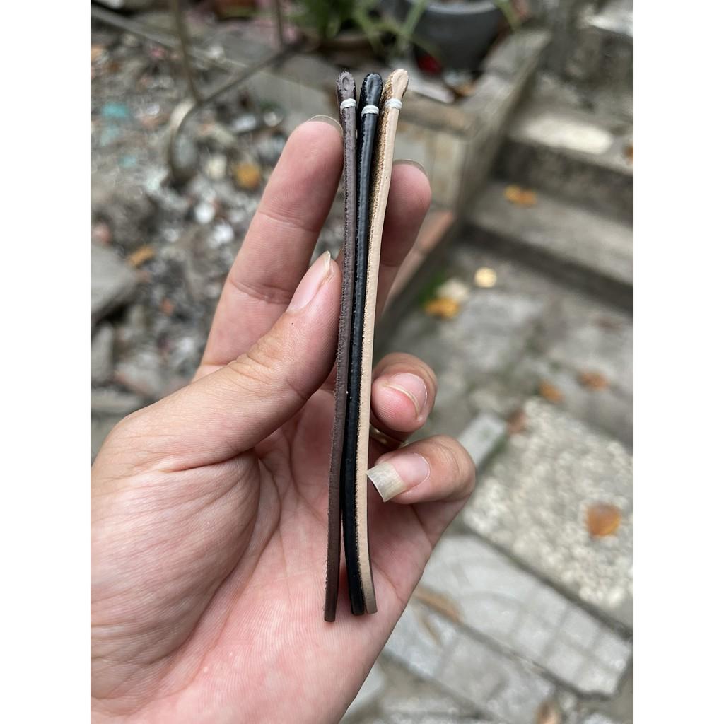 Dây đồng hồ da bò lộn chốt chỉ 2 đầu màu nâu đậm tặng khóa có size lẻ