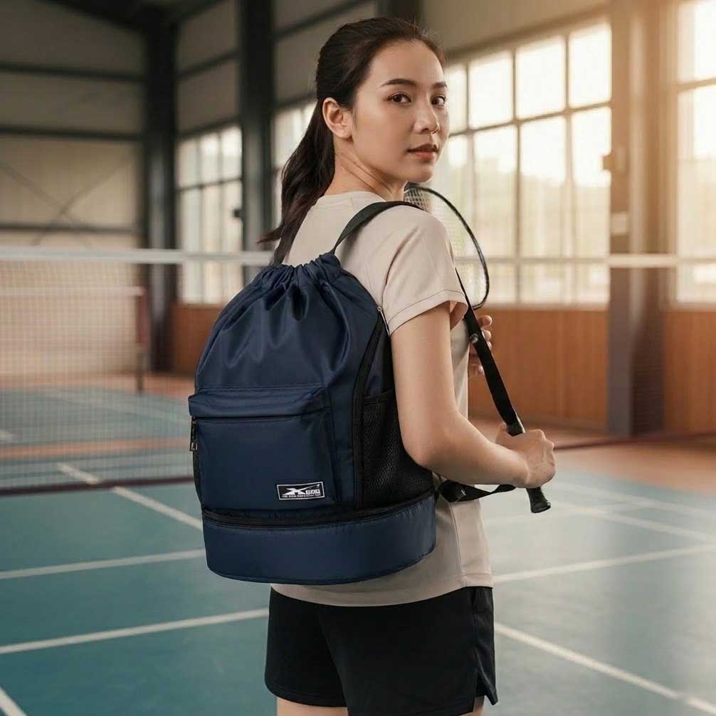 Túi Rút Thể Thao Xbags Wisdom Màu Xanh Đen – Balo Dây Rút Cao Cấp Có Ngăn Đựng Giày, Chống Thấm Nước, Chống Tia UV, Sành Điệu Cá Tính XB6005