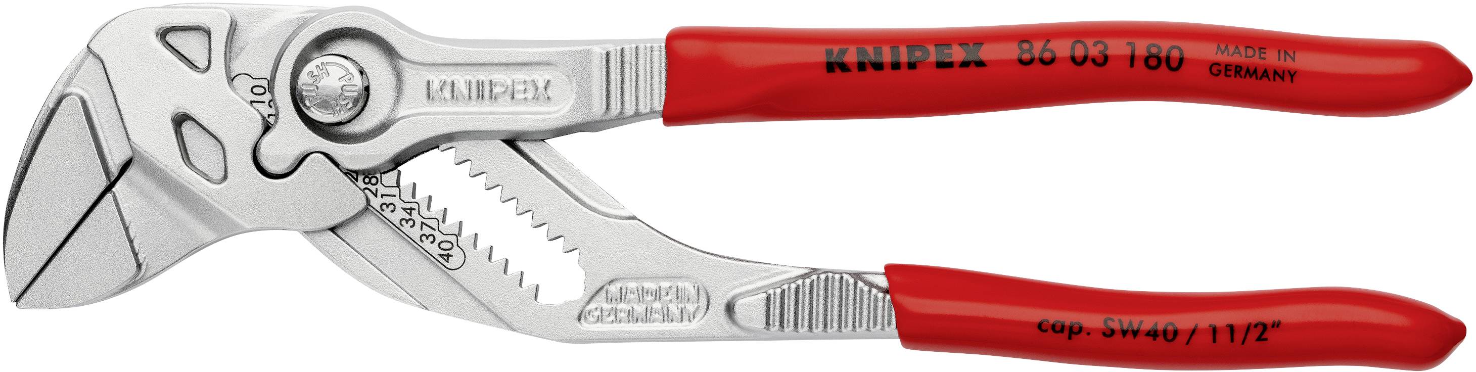 Kìm Mỏ Lết Knipex 86 03 180 mở ốc đến 40mm, tay cầm đỏ mạ chrome