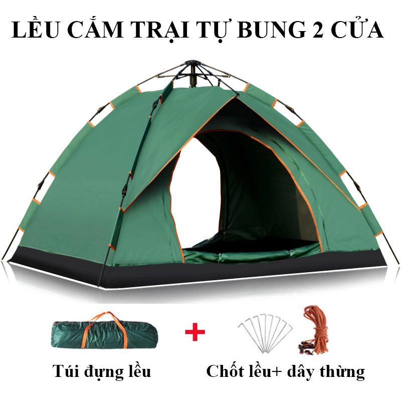 Lều Cắm Trại Lều Dã Ngoại Tự Bung 4-6 Người 2 Cửa 2 Lớp Thông Thoáng