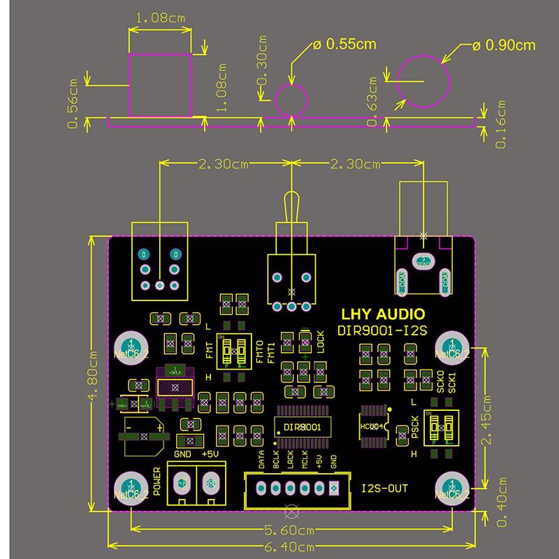 Âm Thanh DLHiFi DIR9001 Module Quang Học Đồng Trục Nhận SPDIF Đến I2S Đầu Ra 24bit 96Khz Ban Cho Bộ Khuếch Đại HiFi ĐẮC