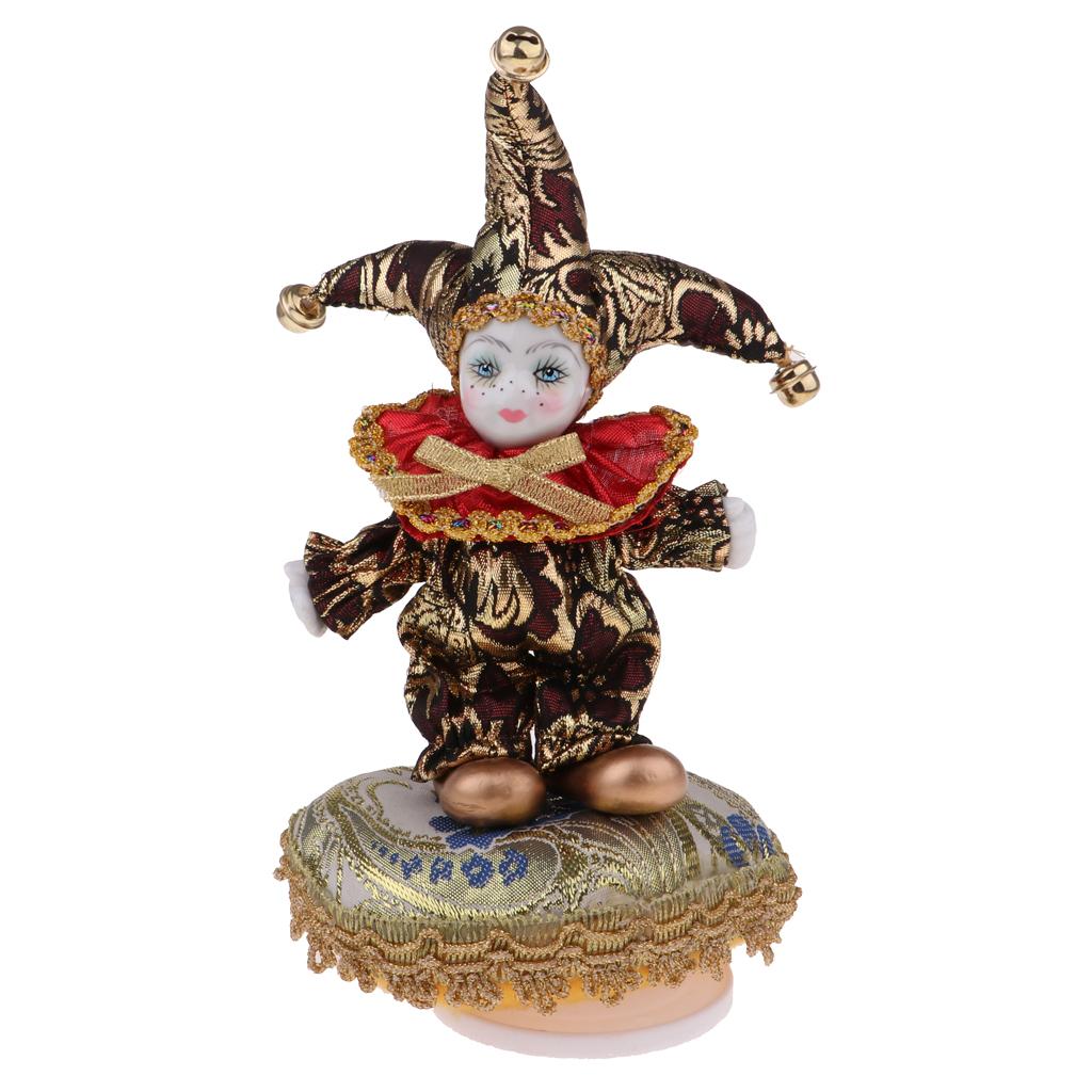 6inch Cute Porcelain Music Box Triangel Doll Harlequin Dolls Home Decoration
