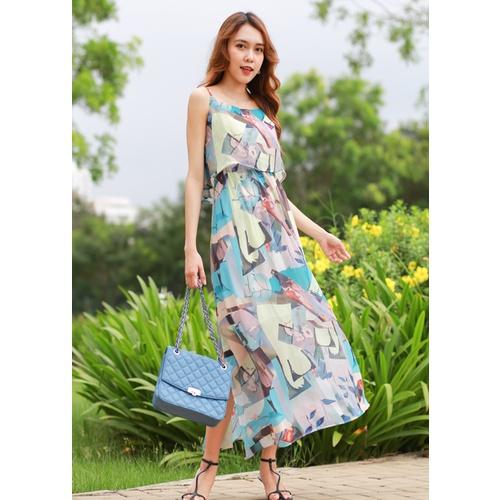 Đầm Maxi 2 Dây Dạo Phố Biển Họa tiết Thổ Cẩm Điệu Đà Xinh Xinh - BY1129