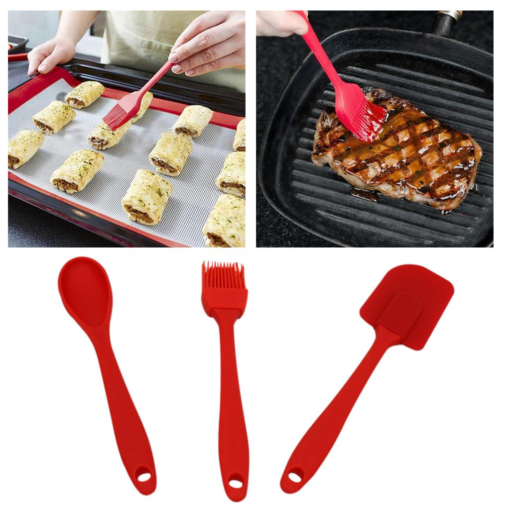 3-in-1 Nonstick Kitchenware Kitchen Ware Scraping Spoon Set Heat-resistant Brush
