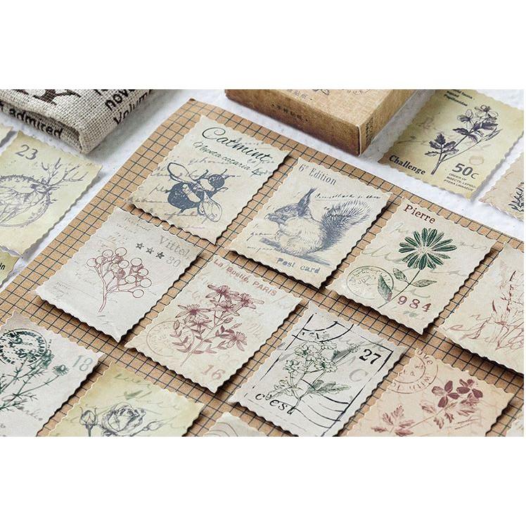 Bộ 46 Sticker Hàn Quốc trang trí phong cách vintage xinh xắn E17