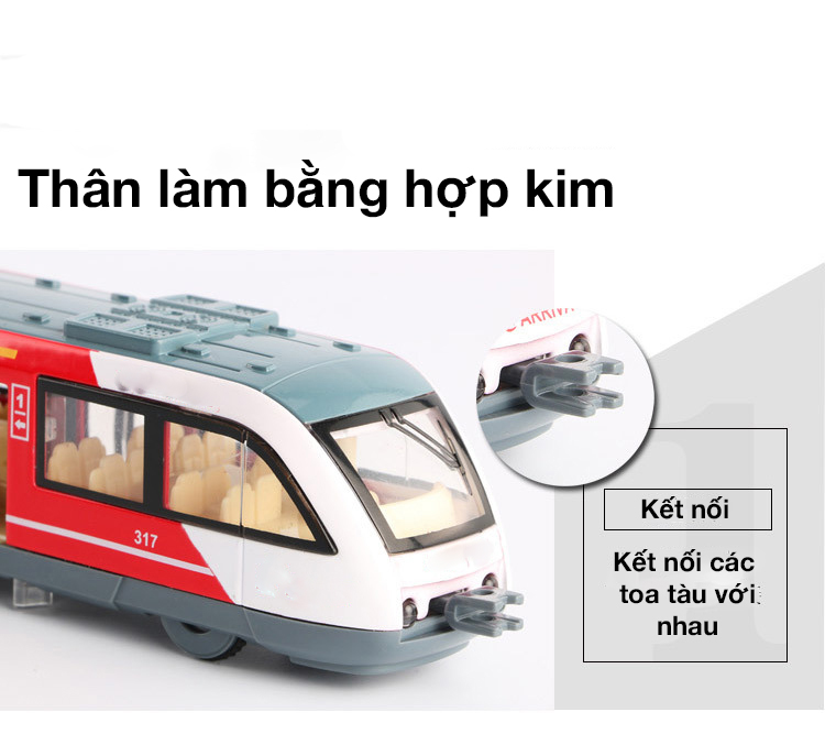 Đồ chơi tàu điện ngầm cao tốc KAVY hiện đại có âm thanh và ánh sáng hợp kim sắt